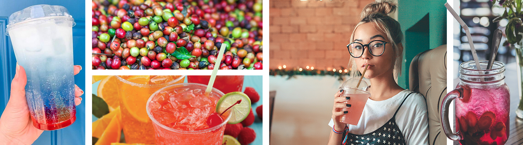 Bright fruit drinks and refresher ingredients